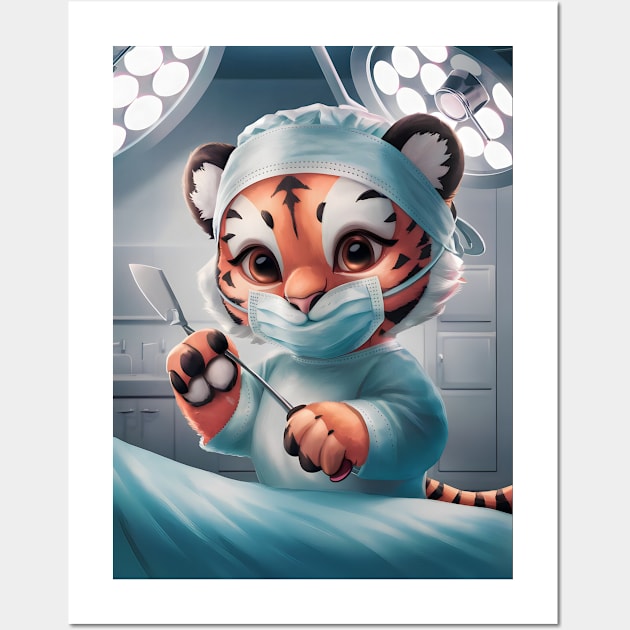 Cute tiger surgeon Wall Art by Spaceboyishere